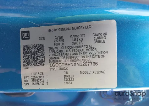 2022 Chevrolet Colorado 4Wd Short Box Wt из США, поврежденный, VIN 1GCGTBENXN1267766